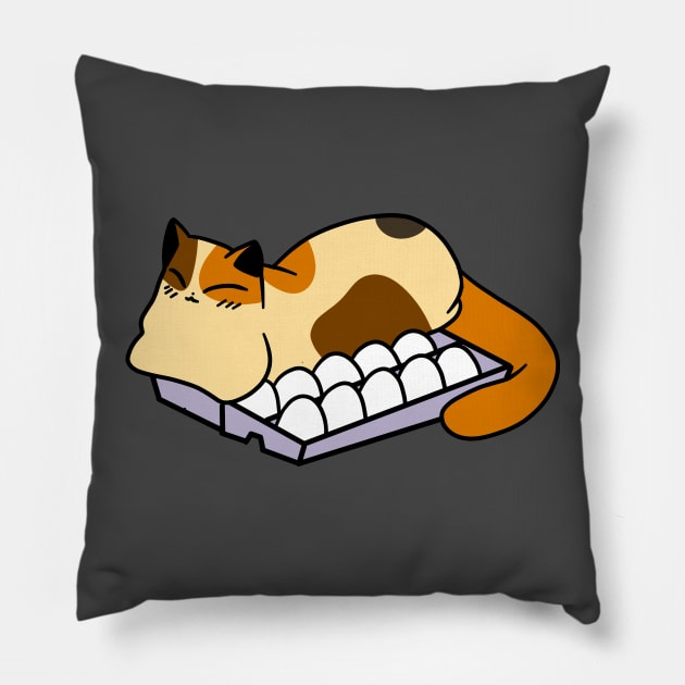 Calico Sleeping in Egg Carton Pillow by saradaboru