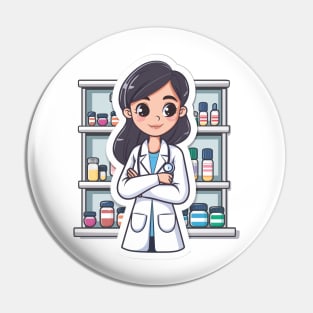 Pharmacist Woman Cute Pharmacy Cartoon Stlye Pin