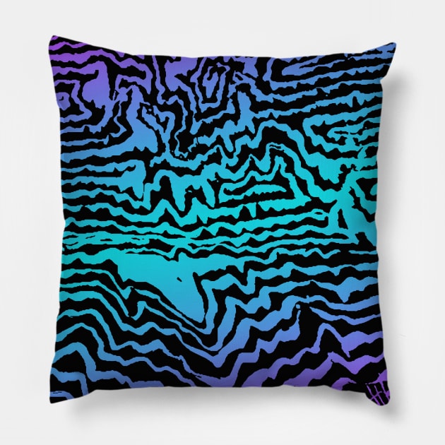 line art mountain blue Pillow by Flox