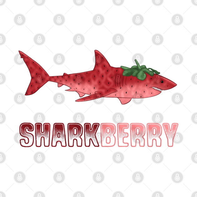 Sharkberry Shark Strawberry Graphic T Tee by Muganne Creates