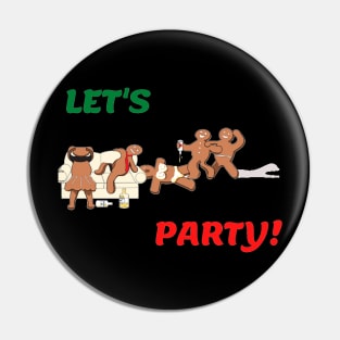 Gingerbread Christmas Party "Let's Party" Holiday Party Pin