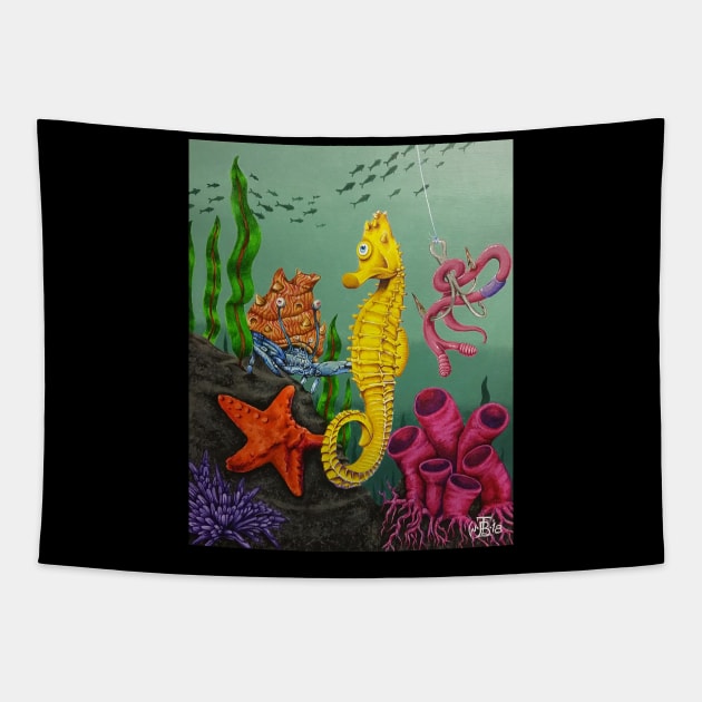 Cyclops Seahorse Tapestry by TommyVision