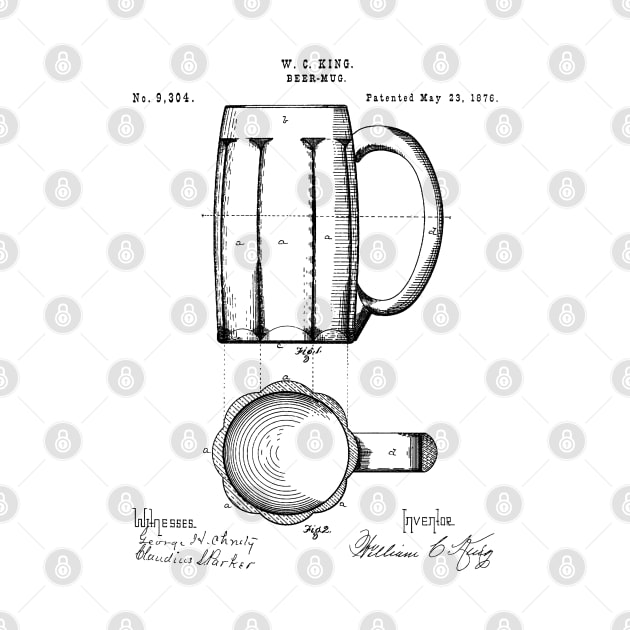 Beer Mug Patent - Craft Beer Art - Black And White by patentpress