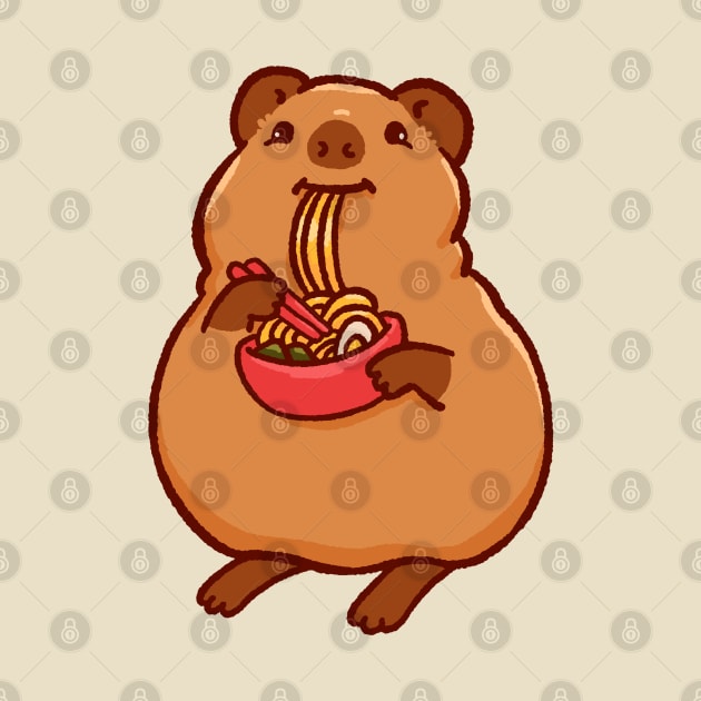 Cute quokka eating ramen noodles by Tinyarts