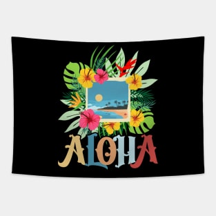 Aloha Hawaii Hawaiian Island Palm Trees Beach Vacation Tapestry