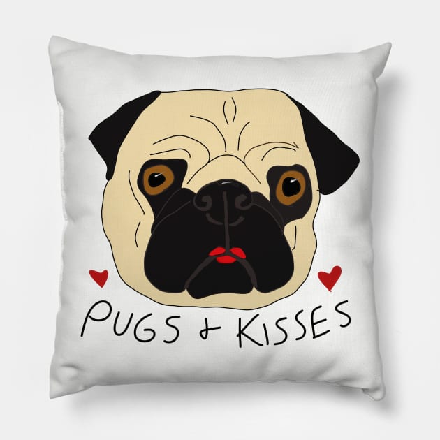 Pugs and Kisses Pillow by TheNerdyPug