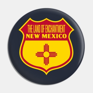 The Land of Enchantment New Mexico Retro Flag Shield (Red) Pin