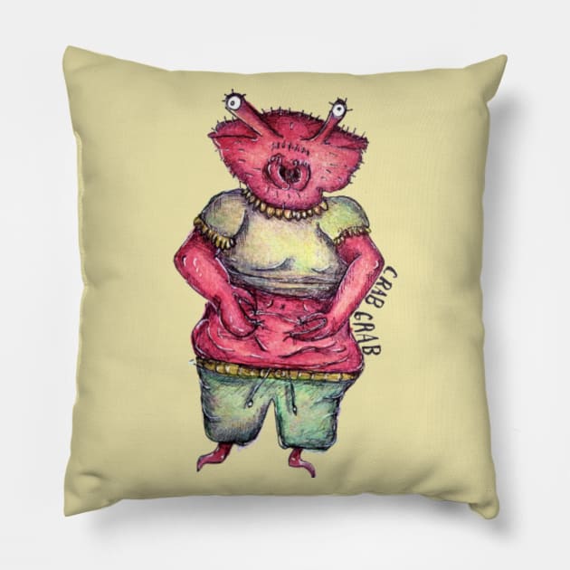 Crab Grab Pillow by Animal Surrealism