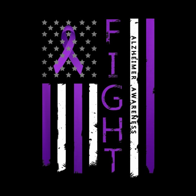 Alzheimer Awareness Ribbon American Flag by Wolfek246