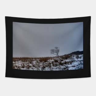 Lone Tree in the Fog & Snow Tapestry