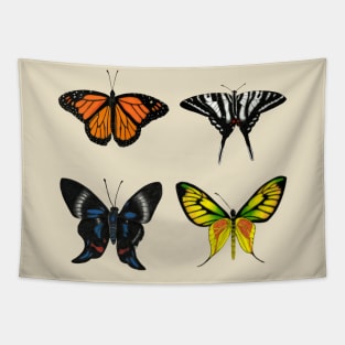 Four Butterfly Species Illustration Tapestry