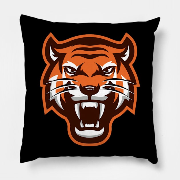 Angry Tiger Pillow by TomCage