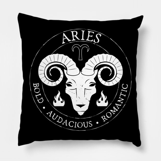 Aries Zodiac Birthday Star Sign Zodiac Gift Pillow by atomguy