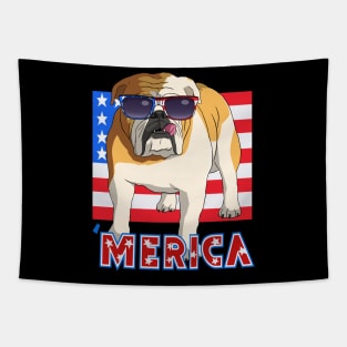 English Bulldog Merica 4th of July Tapestry