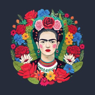 Mexican Dream of Flowers and Frida Kahlo T-Shirt