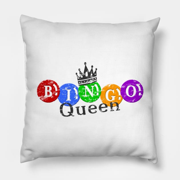 Vintage Bingo Queen Ladies Bingo Lover Pillow by TeeCreations