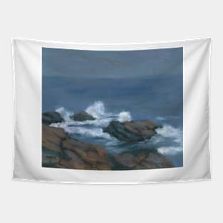 Atlantic Ocean Maine Coastal View on an overcast day Tapestry