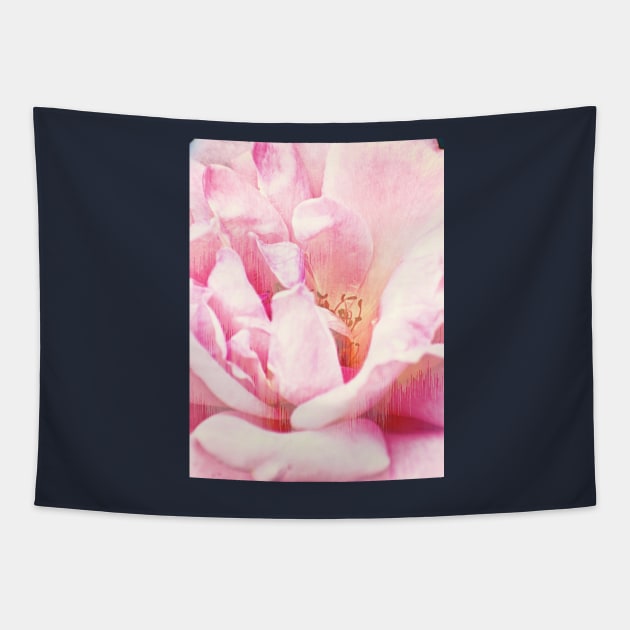 Pink Rose Glitch Tapestry by RoxanneG