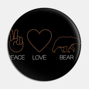 Peace - Love - Bear - Grizzly Bear Pin