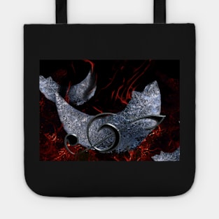 Ice Silver Treble Clef On Red Fiery Background Tote