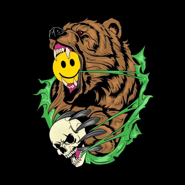 Bear Skull and Smiley Face by designloco