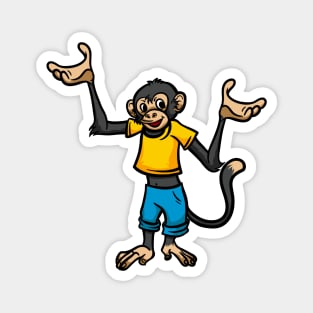 Cute Anthropomorphic Human-like Cartoon Character Chimpanzee in Clothes Magnet