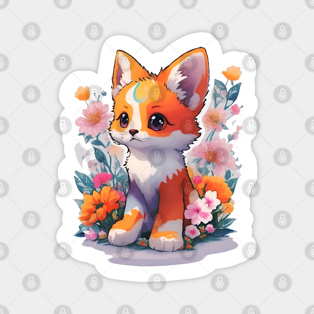 Cute Kitten Water Color Sticker Magnet by TWOintoA