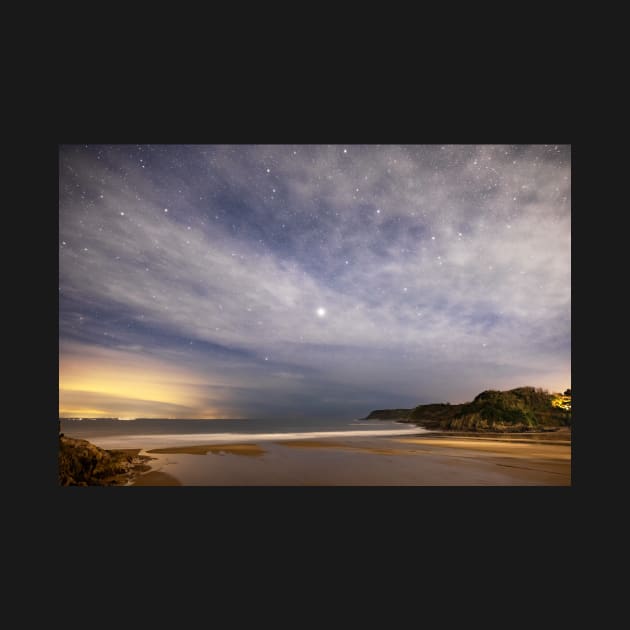 Caswell Bay on Gower in Wales at Night by dasantillo