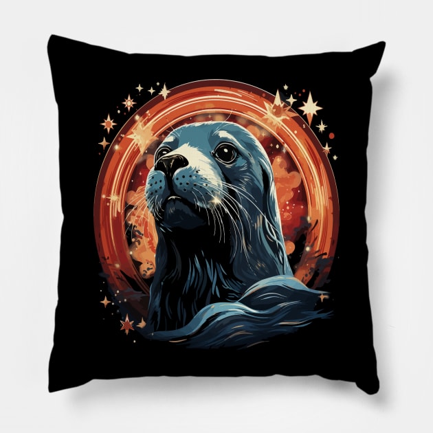 Patriotic Harp Seal Pillow by JH Mart