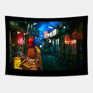 Samurai in Space Alley Tapestry