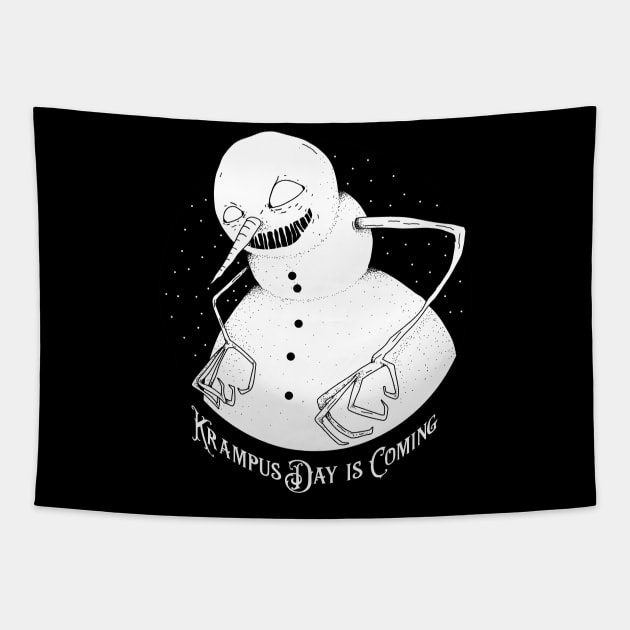 Krampus Day Creepy Snowman Tapestry by letnothingstopyou