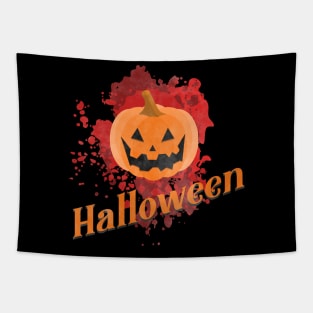 Halloween pumpkin with blood in the background Tapestry