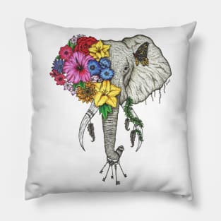 Elephant Color White Background Pillow