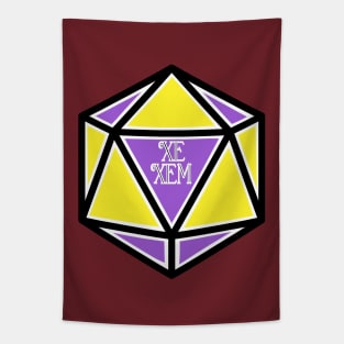 Nonbinary Pronoun Pride D20 Xe/Xem Tapestry