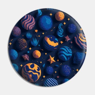 Starry Night Planet Pattern Design for Space Lovers Pin