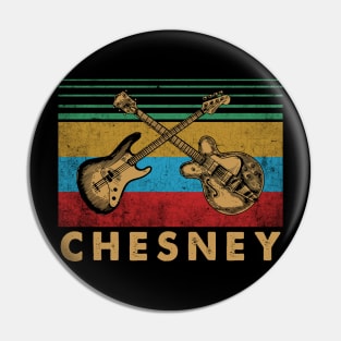 Graphic Proud Chesney Name Guitars Birthday 70s 80s 90s Pin