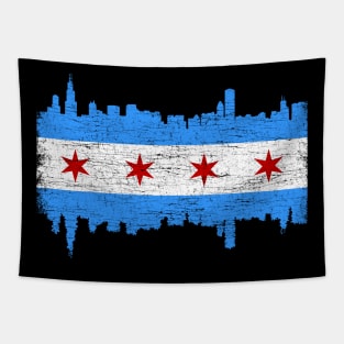 Chicago City Flag Skyline Vintage Retro Tapestry