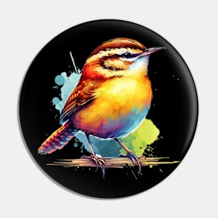 Watercolor Carolina Wren Pin