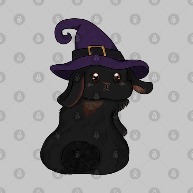 Black Rabbit Witch Left _ Bunniesmee Halloween Edition by GambarGrace