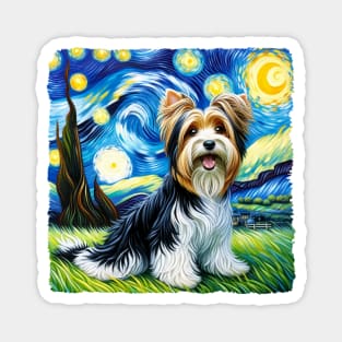 Starry Biewer Terrier Dog Portrait - Pet Portrait Magnet