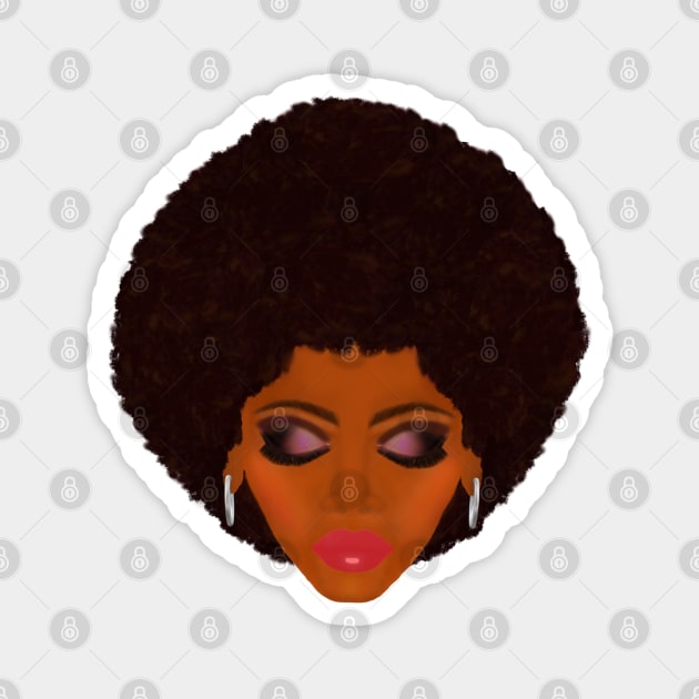 Classic Afro and Purple Smokey Eyes (White Background) Magnet by Art By LM Designs 