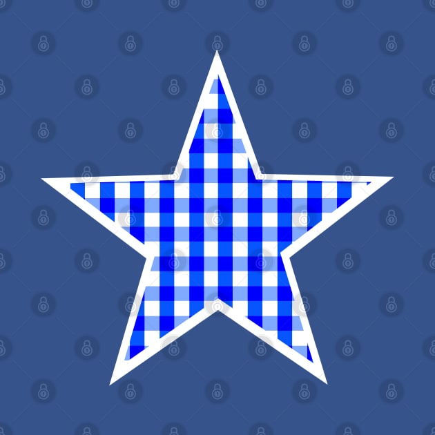 Bright Blue and White Gingham Star by bumblefuzzies