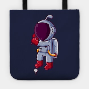 Cute Astronaut Playing Golf Cartoon Tote