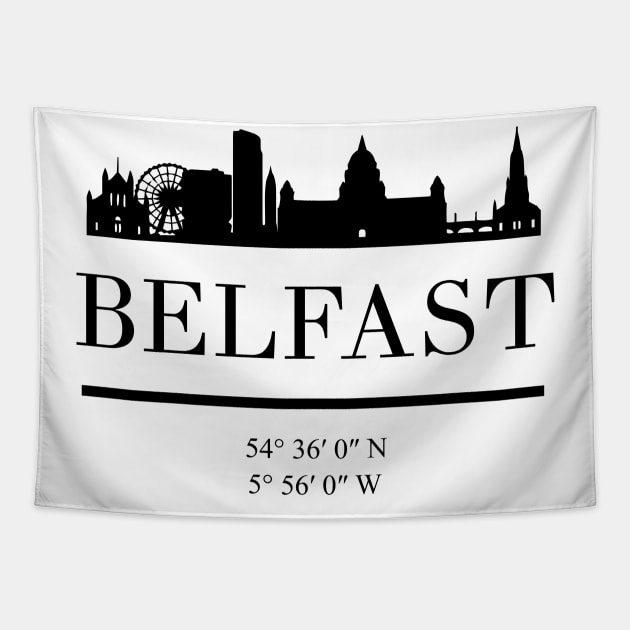 BELFAST NORTHERN IRELAND BLACK SILHOUETTE SKYLINE ART Tapestry by deificusArt