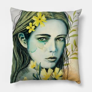 Spring woman portrait Pillow