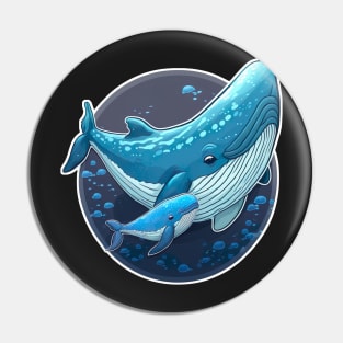 Baby and mama whale Pin