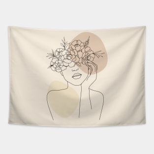 Modern minimalist female boho art Tapestry