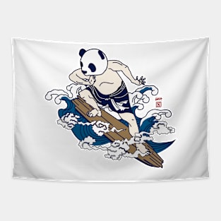 Surfing panda(Ukiyo-e) Tapestry