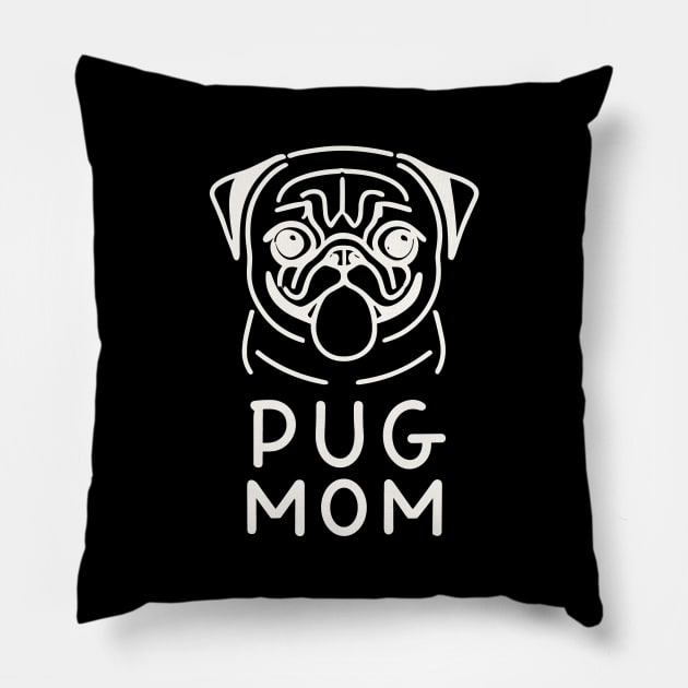 Pug Mom - Lineart Drawing for black Pillow by ravensart
