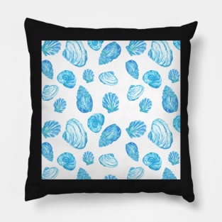 Seashell Pattern - White & Blue Pillow